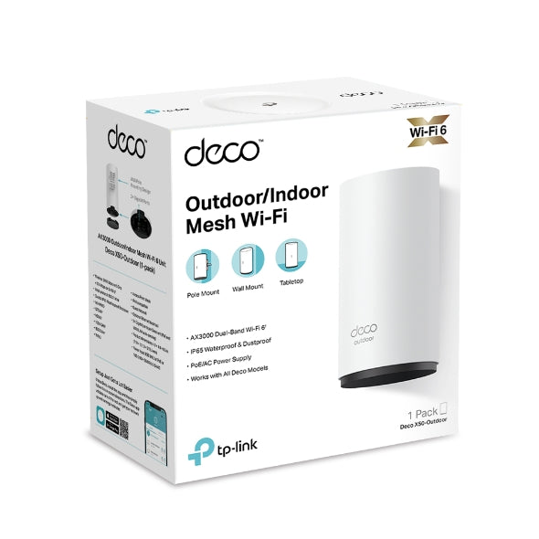 TP-Link Deco X50-Outdoor AX3000 Outdoor / Indoor Whole Home Mesh WiFi 6 PoE Router