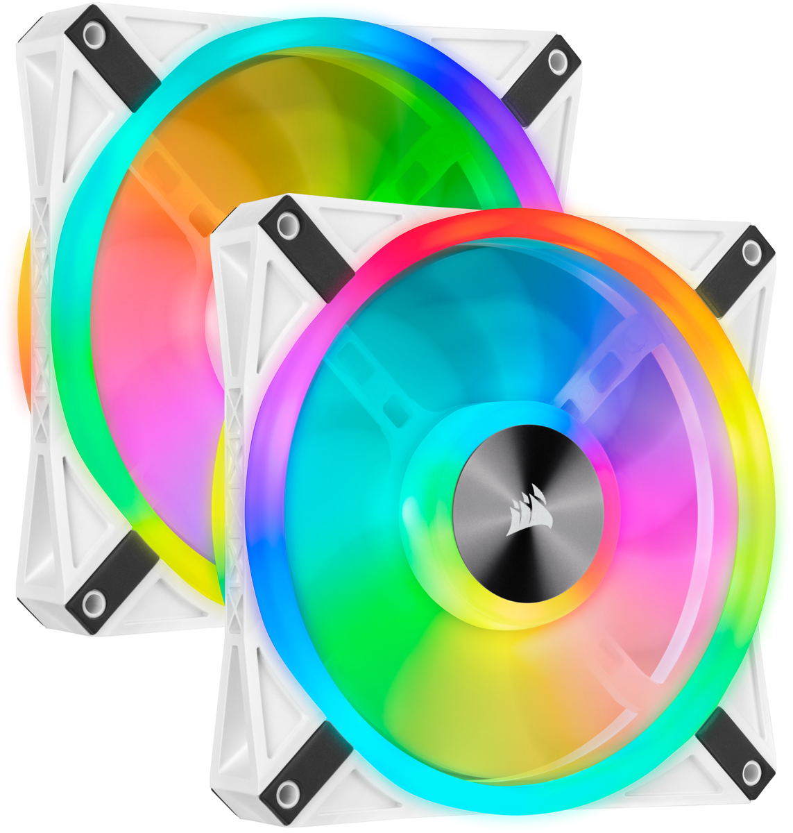 CORSAIR iCUE QL140 140MM RGB PWM White -2 Fan Pack With Lighting Node Core
