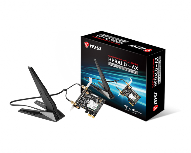 MSI Herald-AX Wi-Fi 6 PCIe Card Intel AX200NGW Dual Band 2x2 802.11ax