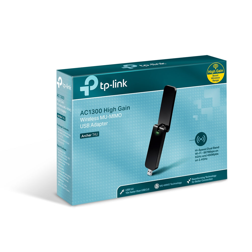 TP-Link T4U AC1300 无线双频USB网卡(867 Mbps at 5 GHz + 400 Mbps at 2.4 GHz)