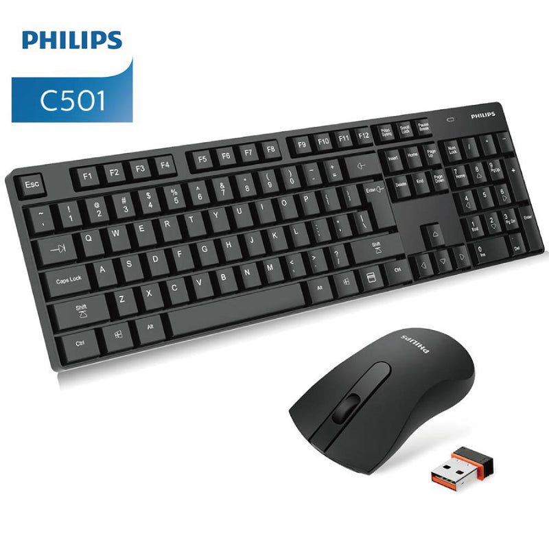 Philip C501 (SPT6501B) 2.4GHz 無線鍵盤滑鼠套裝, 1000 dpi, 1+1xAA 電池