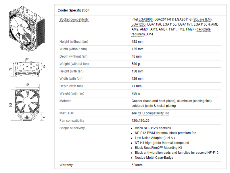 Noctua NH-U12S chromax.black CPU Cooler