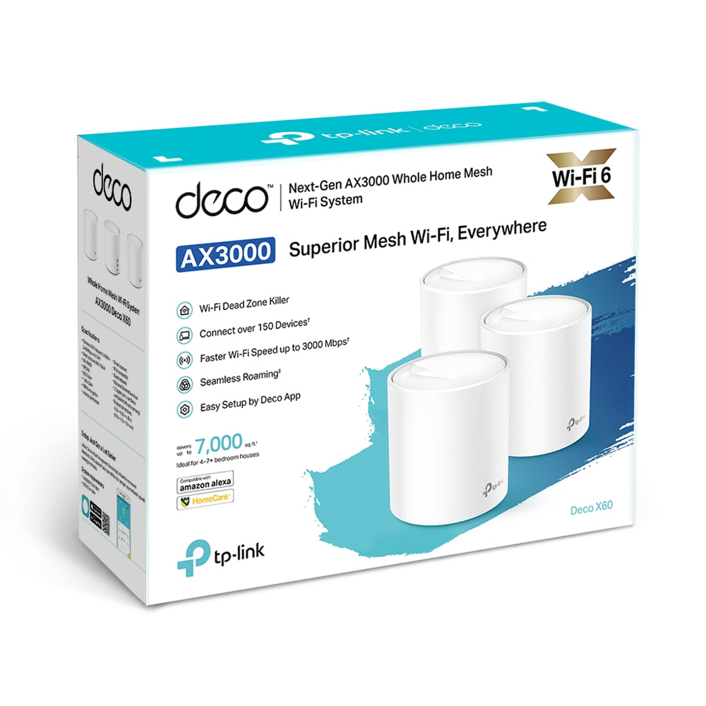 TP-Link AX3000 Whole Home Mesh Wi-Fi System Deco X60 3件裝
