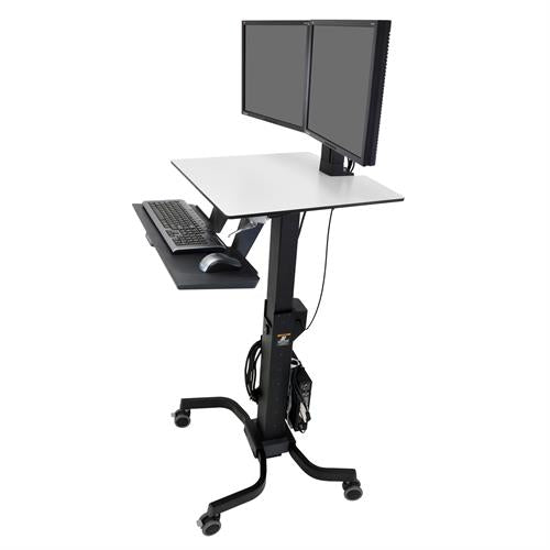 Ergotron WorkFit-C, Dual Sit-Stand Workstation 双显示器支架小型行动推车工作站