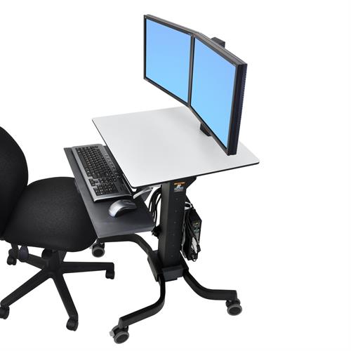 Ergotron WorkFit-C, Dual Sit-Stand Workstation 雙顯示器支架小型行動推車工作站