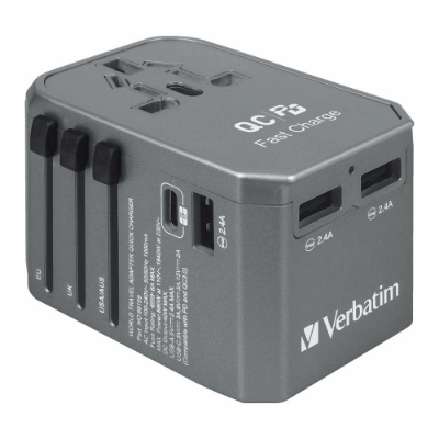 Verbatim Travel Adapter 40W 4 Ports PD 29W Grey