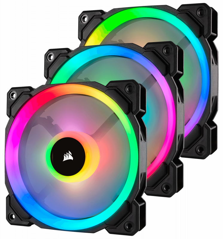 Corsair LL120 RGB 120mm Dual Light Loop RGB LED PWM Fan -Three Pack with Lighting Node PRO