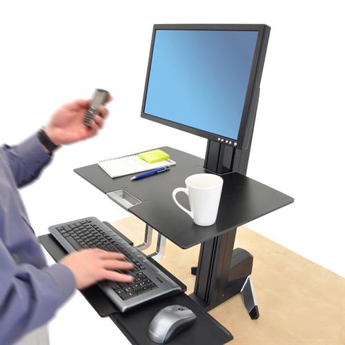 Ergotron WorkFit-S, Single-LD/HD, Worksurface &amp; Large Kybd Tray 一体式双重桌面单显示器站立升降工作站