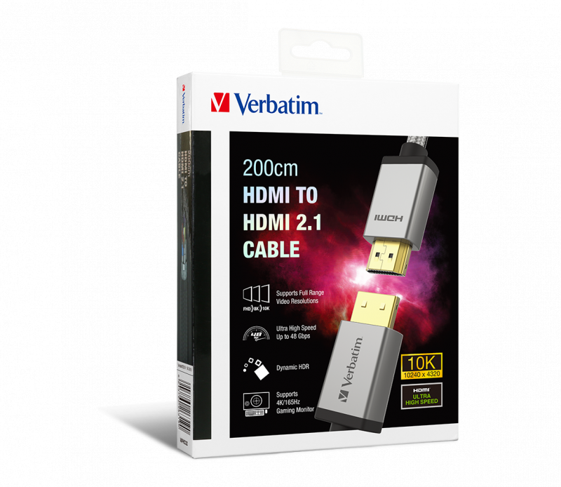 Verbatim 200cm 10K HDM to HDMI 2.1 cable Grey
