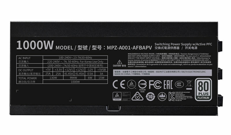 Cooler Master V1000 80PLUS Platinum 主機電源