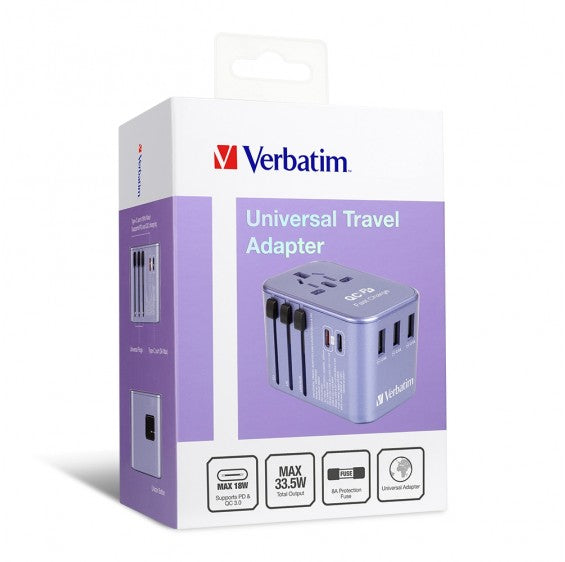Verbatim 5 Ports 33.5W QC3.0 & PD Travel Adapter