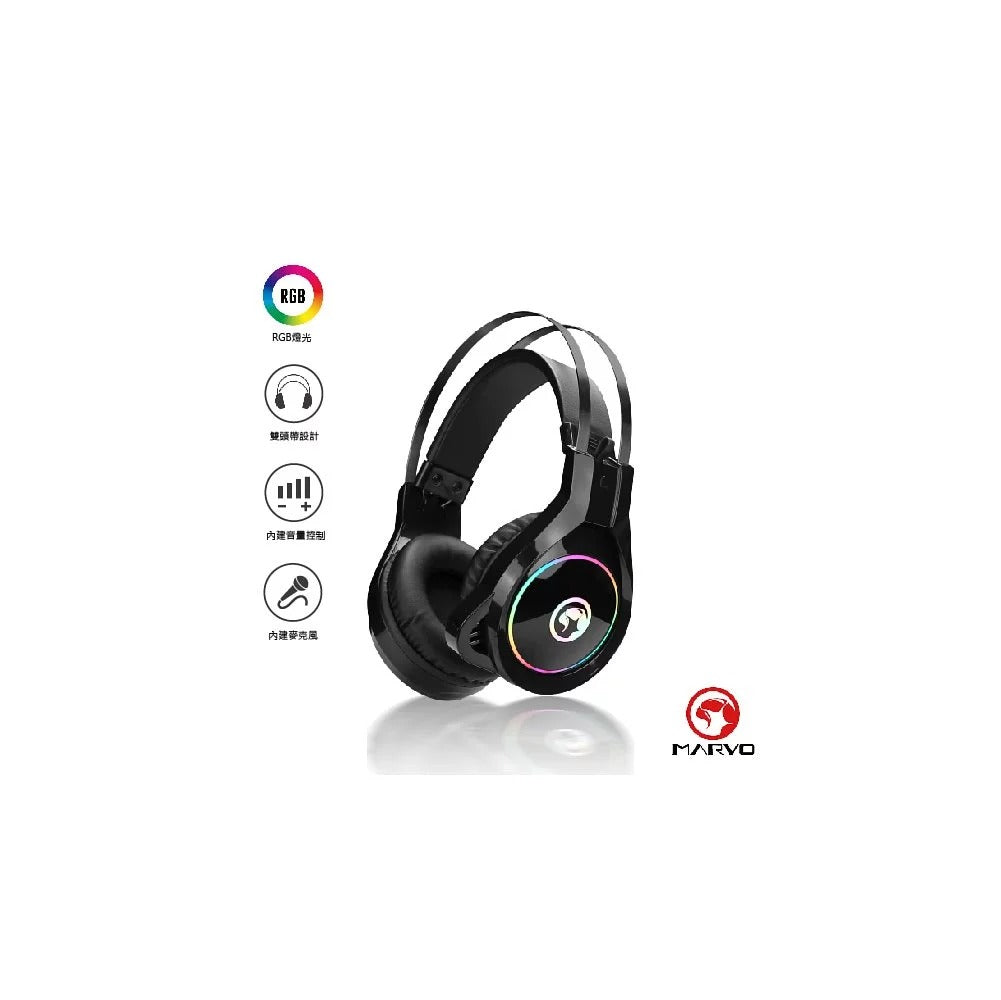 MARVO Scorpion HG8901 RGB 歐洲魔蠍耳罩式耳機 3.5mm + USB