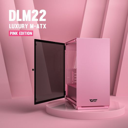 DarkFlash DLM22 PINK 強化玻璃側門 mATX 機箱 粉紅色