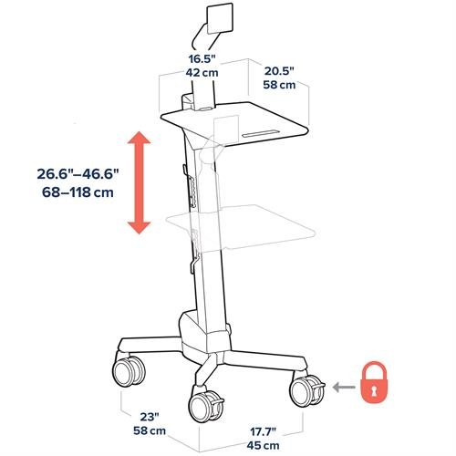 Ergotron Neo-Flex® LCD Cart 顯示器支架小型行動推車工作站