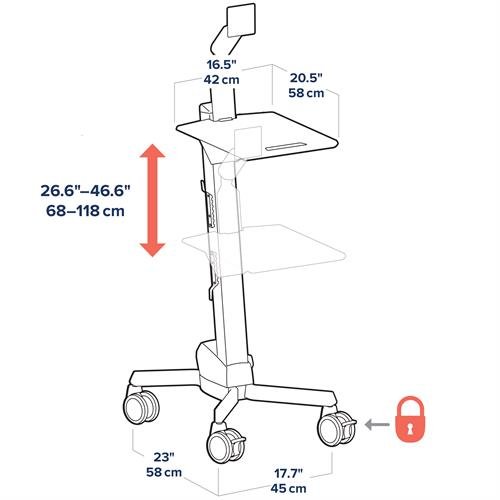 Ergotron Neo-Flex® LCD Cart 显示器支架小型行动推车工作站