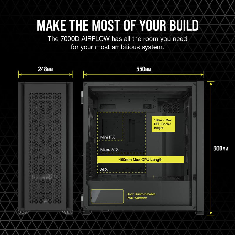 Corsair iCUE 7000D AIRFLOW Tempered Glass Mid-Tower ATX PC CASE