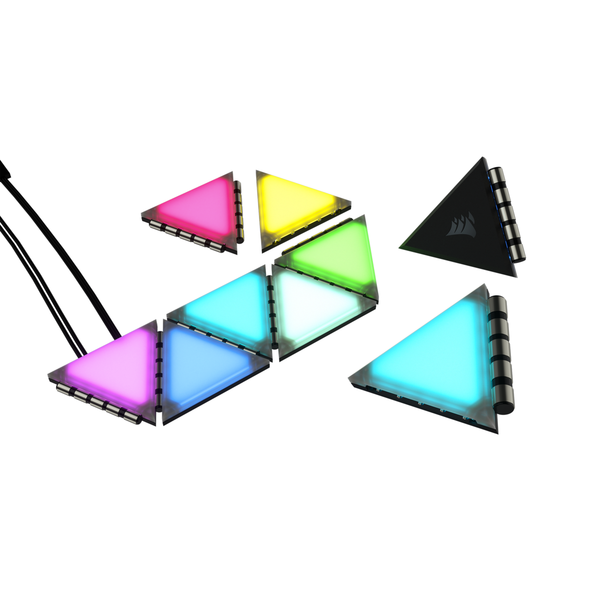 Corsair iCUE LC100 Case Accent Lighting Panels — Mini Triangle — 9x Tile Expansion Kit