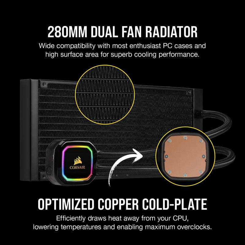 CORSAIR iCUE H115i RGB PRO XT 280mm Liquid CPU Cooler