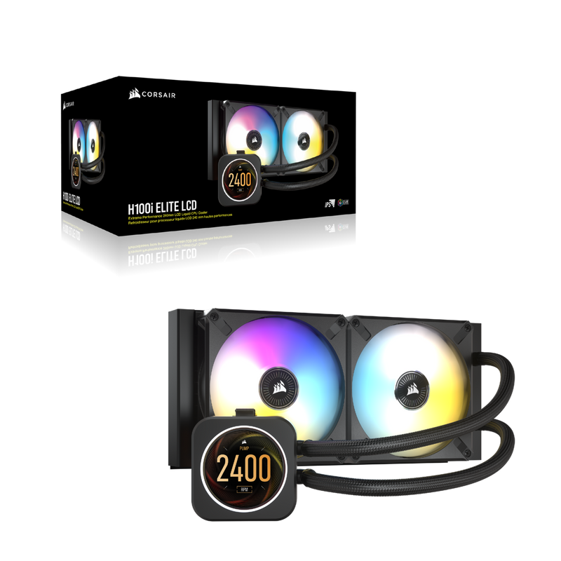 CORSAIR iCUE H100i ELITE LCD Display Liquid CPU Cooler 240mm 水冷散熱器