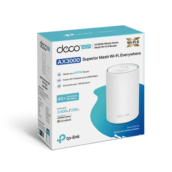 TP-Link Deco X50-4G+ AX3000完整家庭Mesh WiFi 6系統