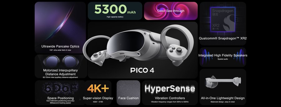 PICO 4 All-In-One VR Headset 虛擬實境 穿戴裝置 套裝 (128GB / 256GB)