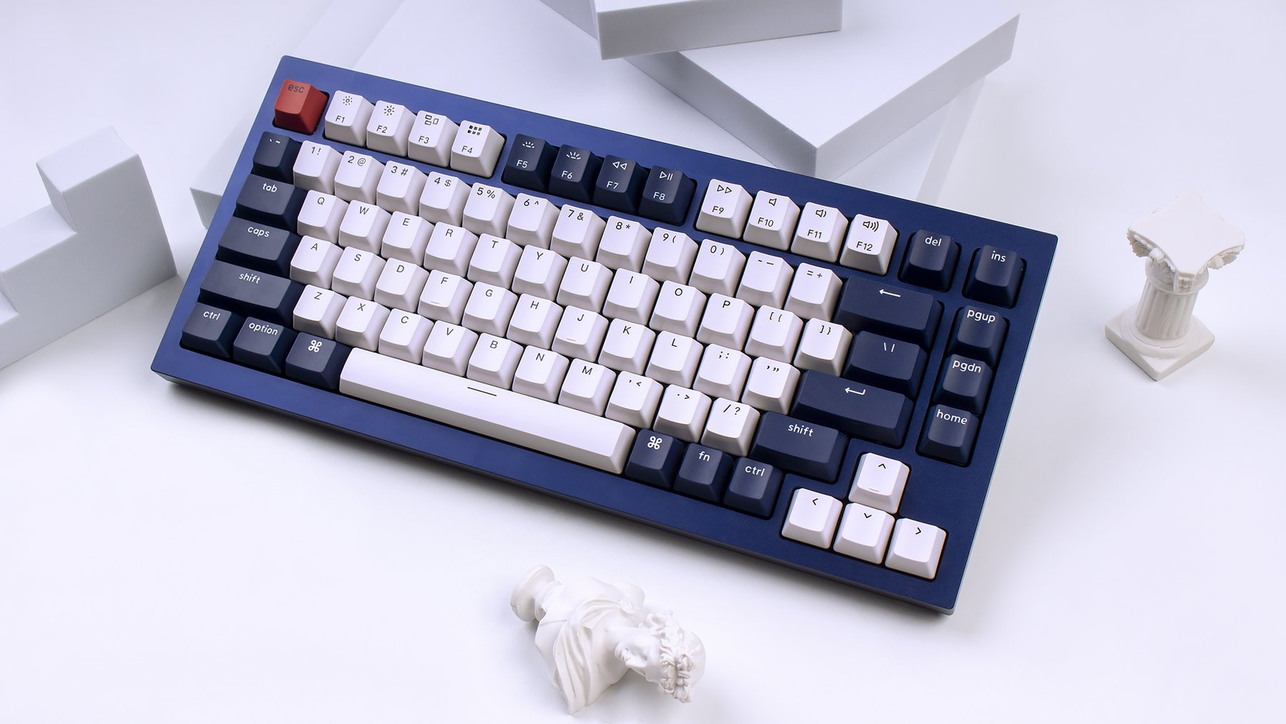 Keychron - Q1J1 QMK Custom Mechanical Keyboard - Fully Assembled Navy Blue