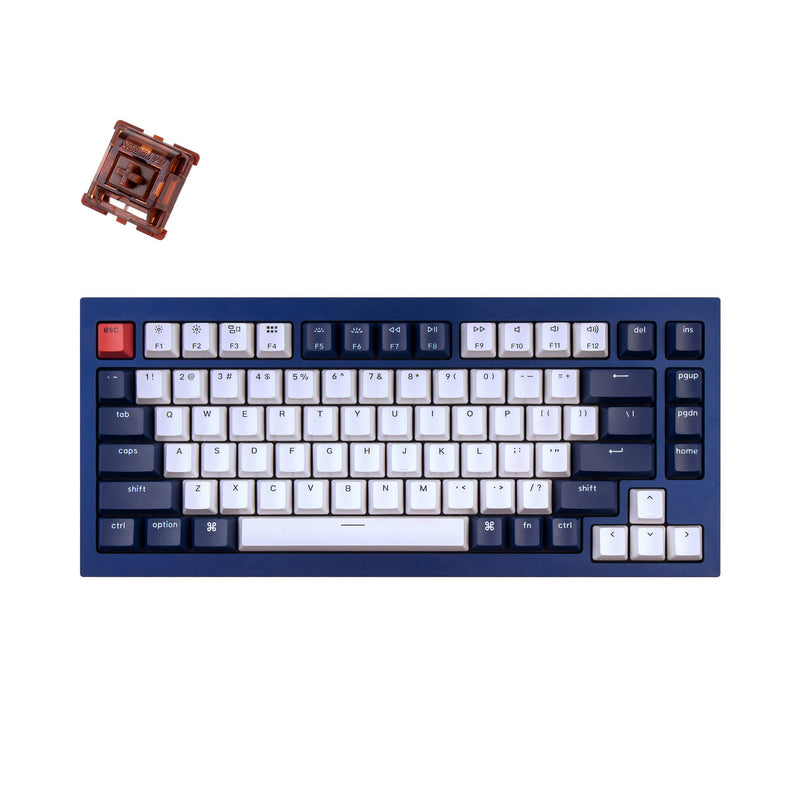 Keychron - Q1J1 QMK Custom Mechanical Keyboard - Fully Assembled Navy Blue