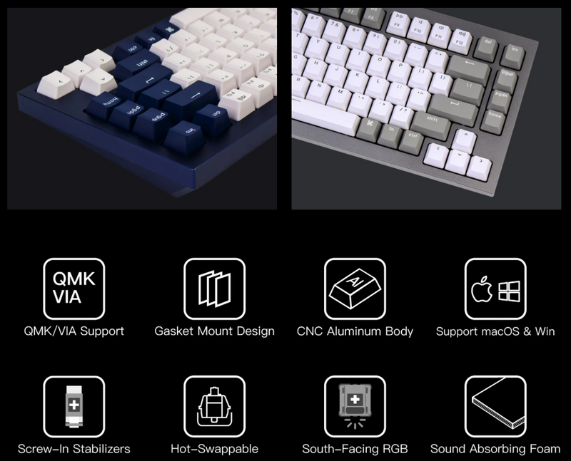 Keychron - Q1J1 QMK Custom Mechanical Keyboard - Fully Assembled Navy Blue