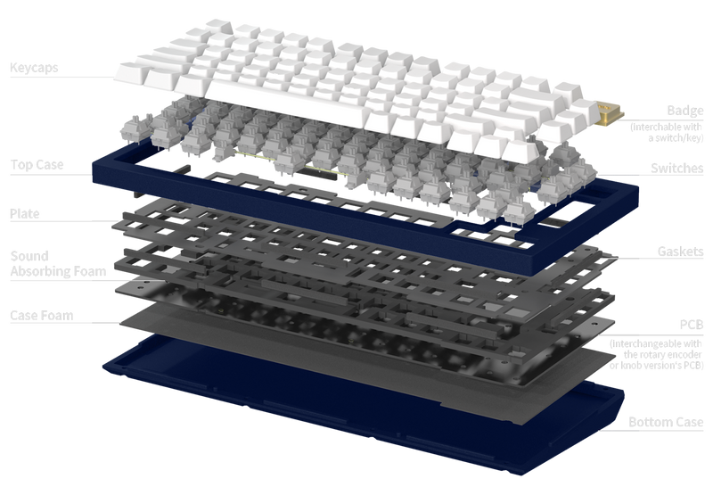 Keychron - Q1J1 QMK Custom Mechanical Keyboard - Fully Assembled Navy Blue