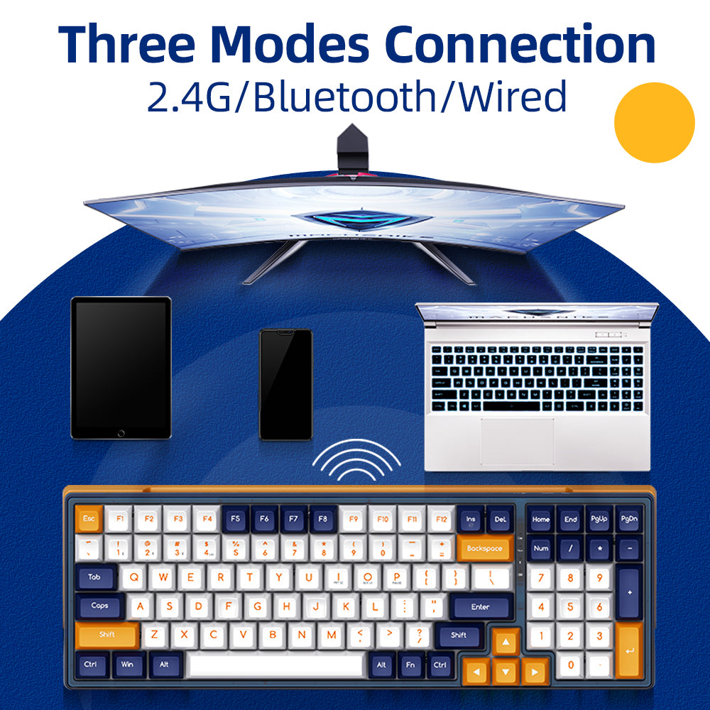 Machenike K600 Prussian Blue wireless Mechanical Keyboard (PBT Keycap)