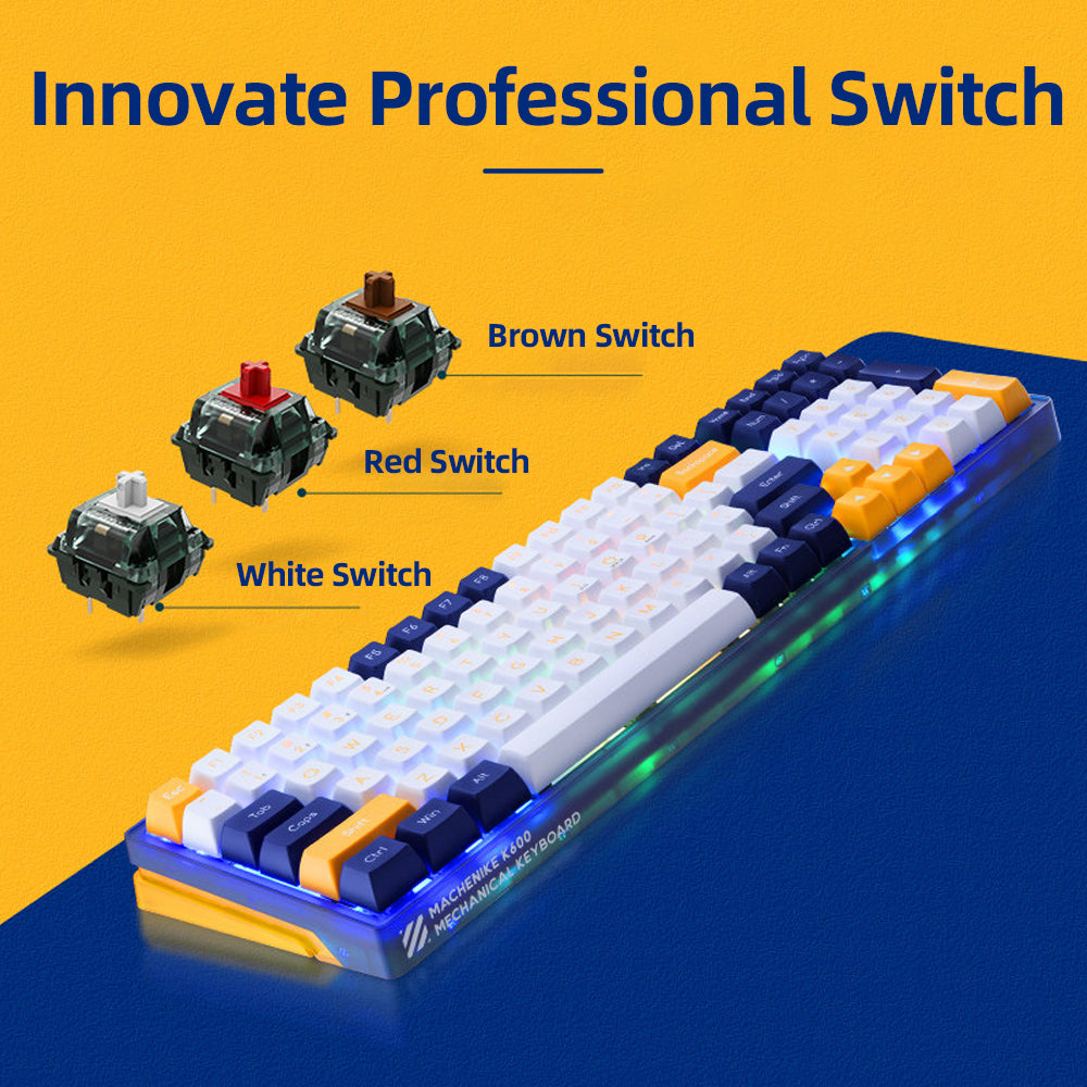 Machenike K600 Prussian Blue wireless Mechanical Keyboard (PBT Keycap)