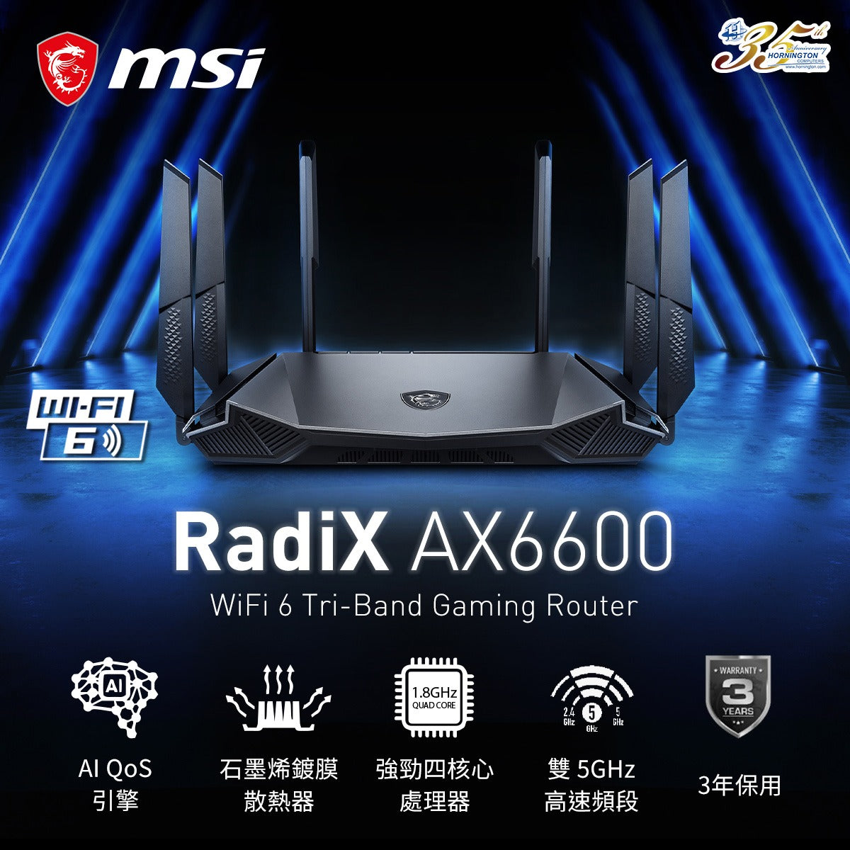 MSI RadiX AX6600 WiFi 6 Tri-Band Gaming Router