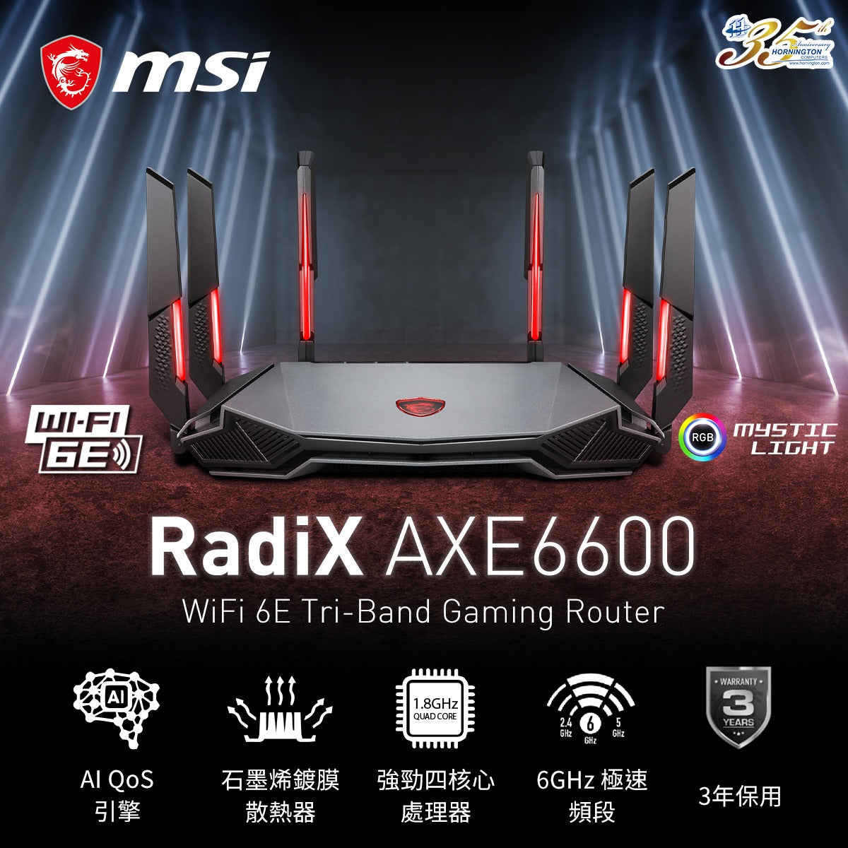 MSI RadiX AXE6600 WiFi 6E Tri-Band Gaming Router