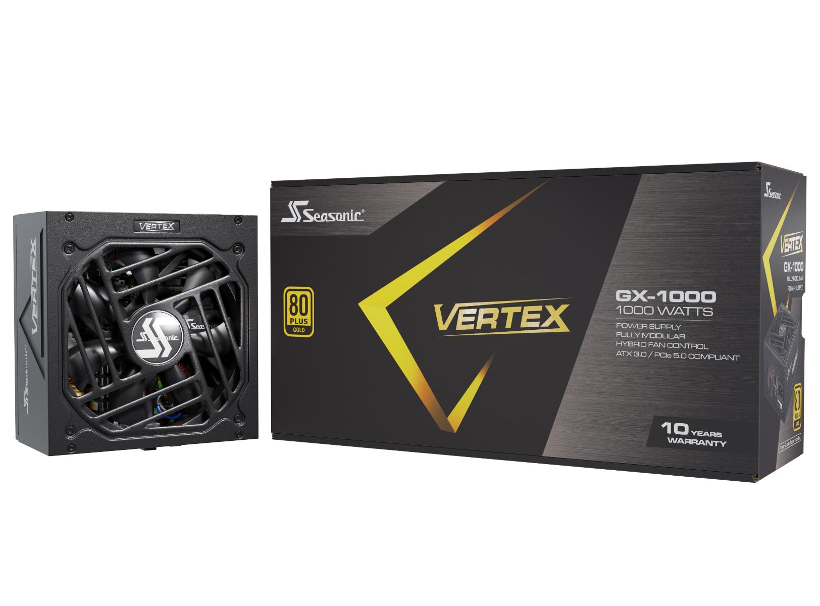 Seasonic Vertex 80 Plus Gold GX1000 1000W PSU 全模组主机电源(10年原厂保固) 黑/白