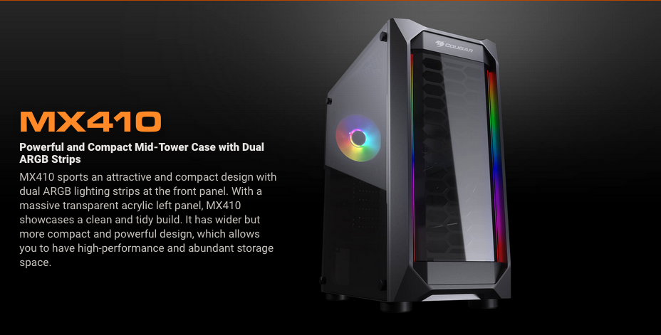 COUGAR MX410 Mid-Tower Case with Dual RGB Strips