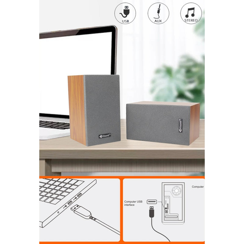 Kisonli T-011 電腦書架式喇叭 (USB 供電) Speaker for Computer USB Powered