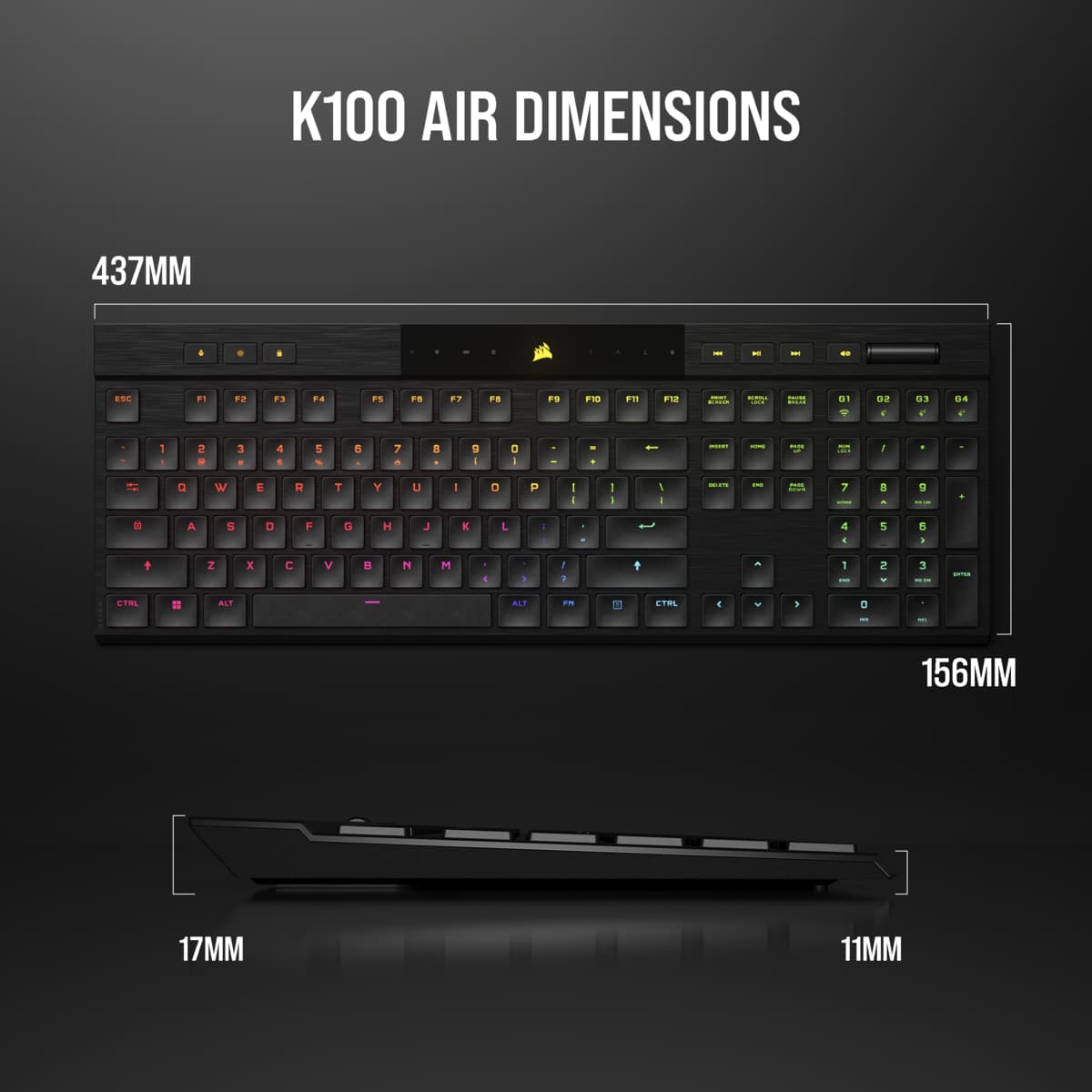 CORSAIR K100 AIR Wireless Ultra-Thin Mechanical Gaming Keyboard (CHERRY MX ULTRA LOW)