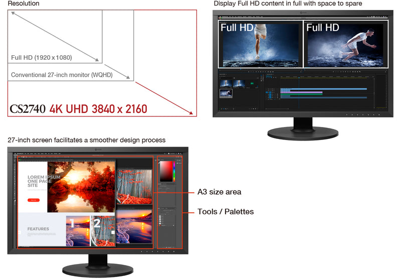 EIZO ColorEdge CS2740 4K IPS Wide-Gamut LED Hardware Calibration Monitor (With CH2700 Monitor hood )