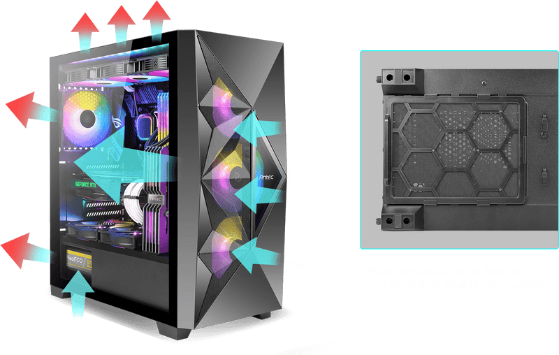 ANTEC DF800 FLUX ATX Mid-Tower RGB CASE with (Prizm-X-120-ARGB-3+C)
