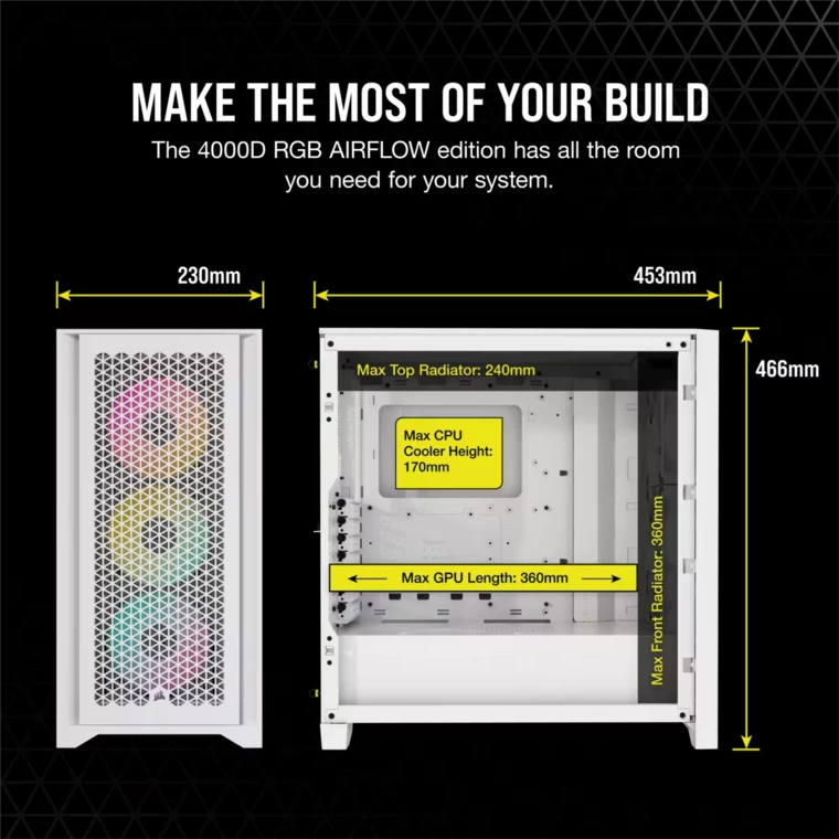 Corsair iCUE 4000D RGB AIRFLOW Tempered Mid-Tower 機箱