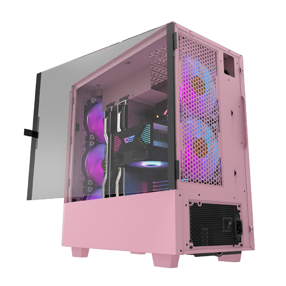 darkFlash DLV22 強化玻璃側門 M-ATX CASE (Pink/Green)