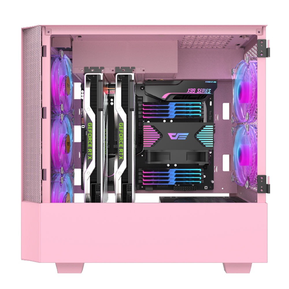 darkFlash DLV22 強化玻璃側門 M-ATX CASE (Pink/Green)