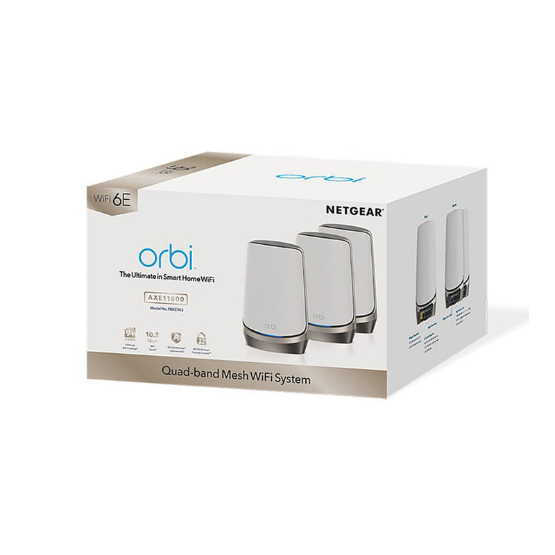 Netgear  Orbi Quad-Band Mesh WiFi 6E System (3-pack), White