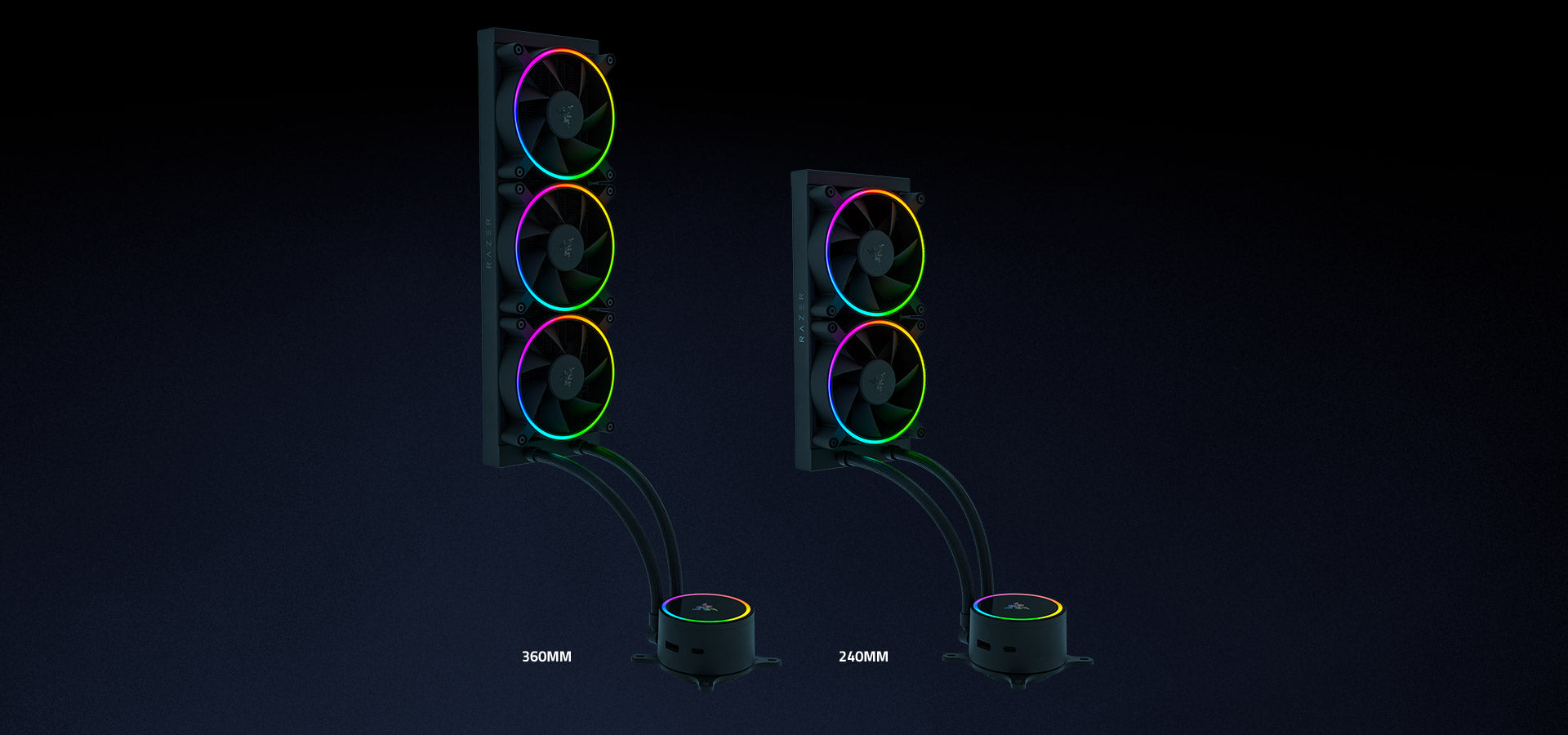 Razer Hanbo Chroma RGB AIO Liquid Cooler 240MM (aRGB Pump Cap) – 連RAZER ARGB 120mm FAN x2