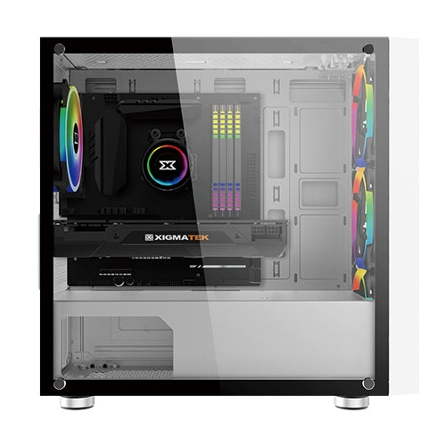 Xigmatek Gemini Arctic Rainbow RGB Tempered Glass Micro-ATX (白色)