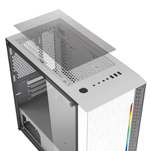 Xigmatek Gemini Arctic Rainbow RGB Tempered Glass Micro-ATX (白色)