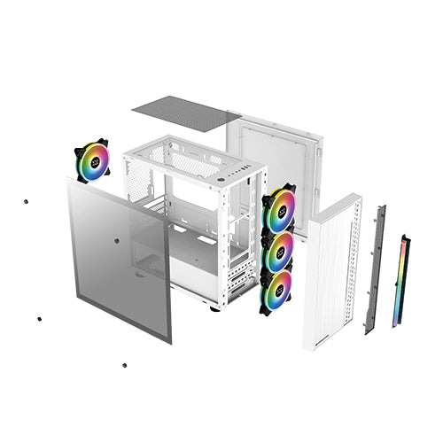 Xigmatek Gemini Arctic Rainbow RGB Tempered Glass Micro-ATX (白色)