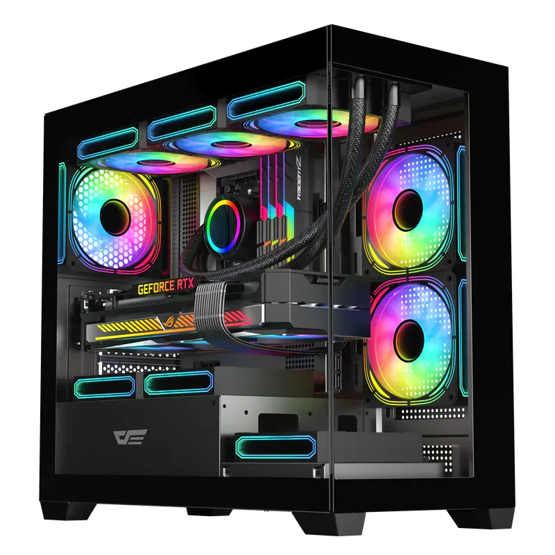 DarkFlash DS900M M-ATX Case 無側柱海景機箱 - DS900M 加配 DM12 PRO x3 機箱風扇
