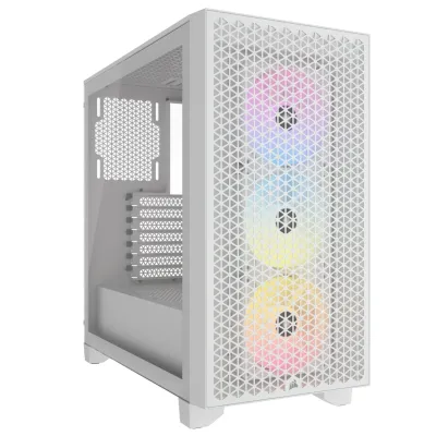 CORSAIR 3000D RGB Airflow ATX 中塔機箱 強化玻璃 - 白色
