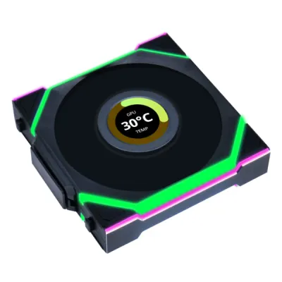 LIAN LI UNI FAN 12SL WIRELESS 120mm 積木風扇 LCD 反向扇葉 - 白色 / Single Pack 單件